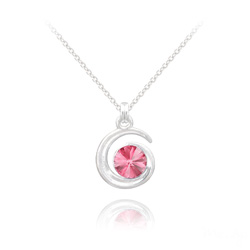Collier en Cristal et Argent Collier Spirale Rivoli en Argent et Cristal Rose