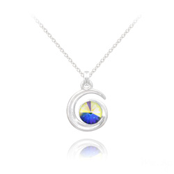 Collier en Cristal et Argent Collier Spirale Rivoli en Argent et Cristal Aurore Bor�ale