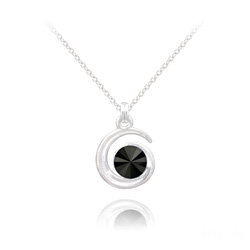 Collier en Cristal et Argent Collier Spirale Rivoli en Argent et Cristal Jet (Noir)