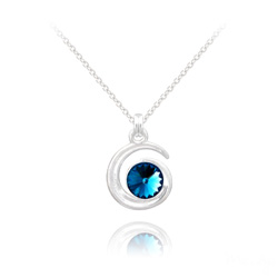 Collier Spirale Rivoli en Argent et Cristal Bleu Bermude