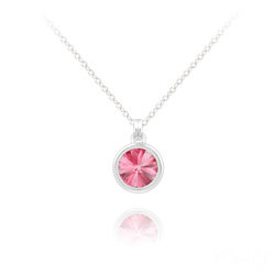 Collier en Cristal et Argent Collier Mini Rivoli 6MM en Argent et Cristal Rose