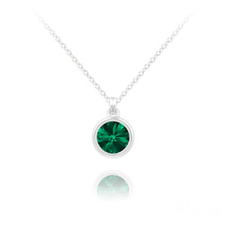 Collier en Cristal et Argent Collier Mini Rivoli 6MM en Argent et Cristal Emeraude