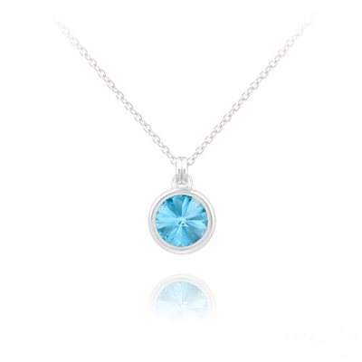 Collier en Cristal et Argent Collier Mini Rivoli 6MM en Argent et Cristal Bleu