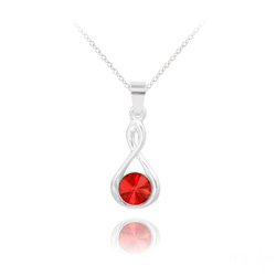 Collier en Cristal et Argent Collier Infinity Rivoli en Argent et Cristal Rouge Light Siam