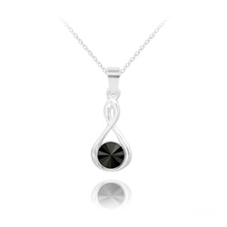 Collier en Cristal et Argent Collier Infinity Rivoli en Argent et Cristal Jet (Noir)