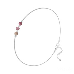 Bracelet en Pierre Naturelle Bracelet en Argent et 3 Pierres Naturelles 4MM - Rhodonite
