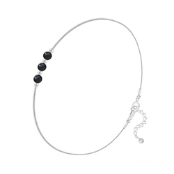 Bracelet en Pierre Naturelle Bracelet en Argent et 3 Pierres Naturelles 4MM - Onyx