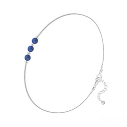 Bracelet en Pierre Naturelle Bracelet en Argent et 3 Pierres Naturelles 4MM - Lapis Lazuli