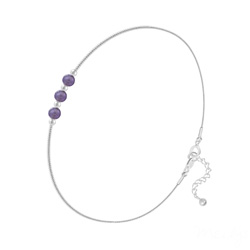 Bracelet en Pierre Naturelle Bracelet en Argent et 3 Pierres Naturelles 4MM - Améthyste