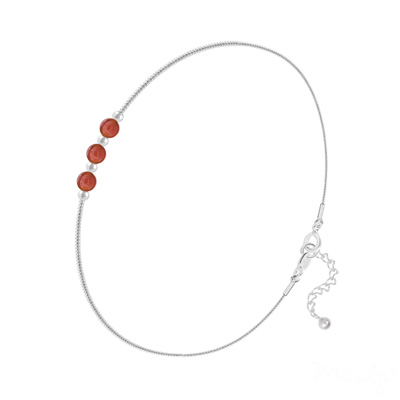 Bracelet en Pierre Naturelle Bracelet en Argent et 3 Pierres Naturelles 4MM - Agate Rouge