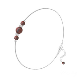 Bracelet 3 Perles Rondes 4mm/6mm en Argent et Pierres Naturelles - Jaspe Rouge