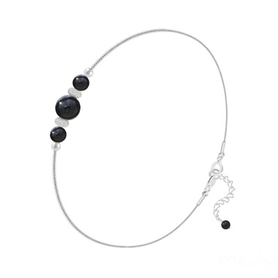 Bracelet en Pierre Naturelle Bracelet 3 Perles Rondes 4mm/6mm en Argent et Pierres Naturelles - Onyx