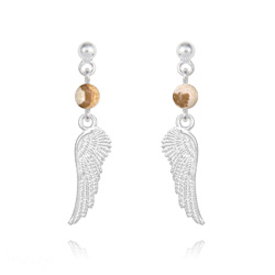 Boucles d'Oreilles Aile d'Ange en Argent et Pierres Naturelles 4mm - Jaspe Paysage