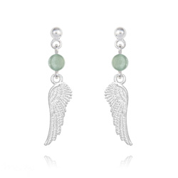 Boucles d'Oreilles Aile d'Ange en Argent et Pierres Naturelles 4mm - Aventurine