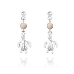 Boucles d'Oreilles en Pierre Naturelle Boucles d'Oreilles Tortue en Argent et Pierres Naturelles 4mm - Pierre de Rivière