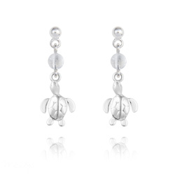 Boucles d'Oreilles en Pierre Naturelle Boucles d'Oreilles Tortue en Argent et Pierres Naturelles 4mm - Cristal de Roche