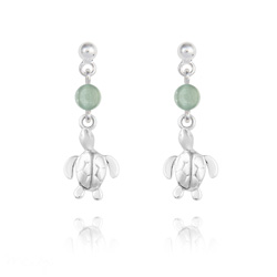 Boucles d'Oreilles en Pierre Naturelle Boucles d'Oreilles Tortue en Argent et Pierres Naturelles 4mm - Aventurine