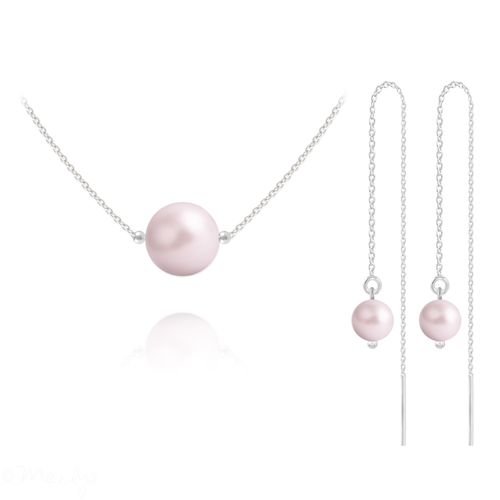 Parure Collier Et Boucles D'oreilles Perles Cristal Bleu Nuit Irisé - Style Moderne Crochet