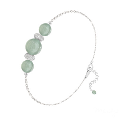 Bracelet en Pierre Naturelle Bracelet 3 Perles Rondes 6mm/8mm en Argent et Pierres Naturelles - Aventurine