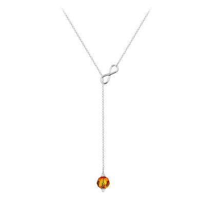 Collier en Cristal et Argent Collier Cravate Infini en Argent et Cristal 8mm Fire Opal