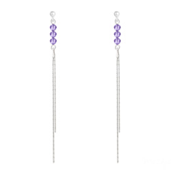 Boucles d'Oreilles en Cristal et Argent Boucles d'Oreilles Rondes � Facettes 4mm en Argent et Cristal Tanzanite