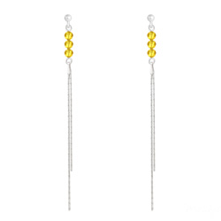 Boucles d'Oreilles en Cristal et Argent Boucles d'Oreilles Rondes � Facettes 4mm en Argent et Cristal Sun Flower