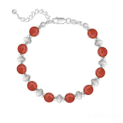 Bracelet 10 Perles Rondes 6MM en Argent et Pierres Naturelles - Agate Rouge