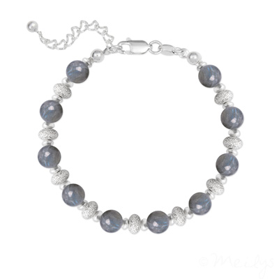 Bracelet en Pierre Naturelle Bracelet 10 Perles Rondes 6MM en Argent et Pierres Naturelles - Labradorite