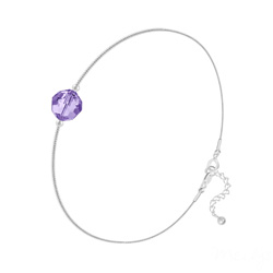 Bracelet en Cristal et Argent Bracelet Cristal 6mm à Facettes sur Chaîne Serpent en Argent - Tanzanite