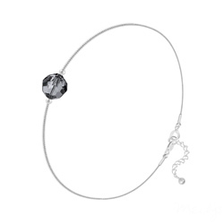 Bracelet en Cristal et Argent Bracelet Cristal 6mm à Facettes sur Chaîne Serpent en Argent - Silver Night