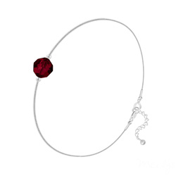 Bracelet en Cristal et Argent Bracelet Cristal 6mm à Facettes sur Chaîne Serpent en Argent - Rouge Siam