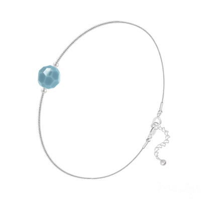 Bracelet en Cristal et Argent Bracelet Cristal 6mm à Facettes sur Chaîne Serpent en Argent - Turquoise