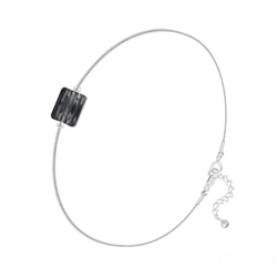 Bracelet Cristal Mini Rectangle 8x6mm sur Chaîne Serpent en Argent - Silver Night