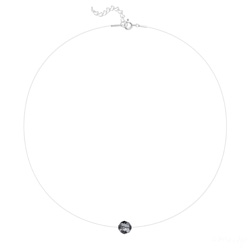 Collier en Cristal et Argent Ras de Cou Cristal 8mm sur Fil Nylon Transparent et Argent - Silver Night