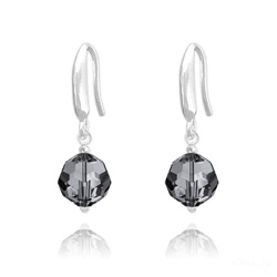 Boucles d'Oreilles Rondes � Facettes 8mm en Argent et Cristal Silver Night