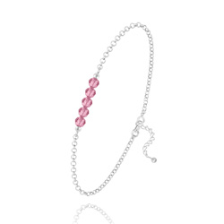 Bracelet 5 Perles à Facettes en Cristal et Argent - Light Rose