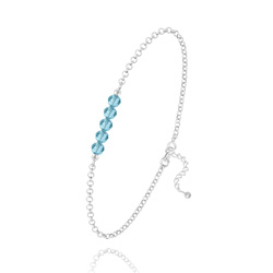 Bracelet 5 Perles à Facettes en Cristal et Argent - Bleu