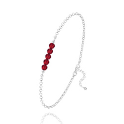 Bracelet 5 Perles à Facettes en Cristal et Argent - Rouge Light Siam