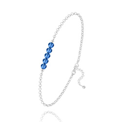Bracelet 5 Perles à Facettes en Cristal et Argent - Capri Blue