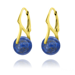 Boucles d'Oreilles en Pierres Naturelles 10mm en Argent Plaqué Or - Lapis Lazuli