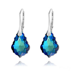 Boucles d'Oreilles Baroque 22MM v4 en Argent et Cristal Bleu Bermude