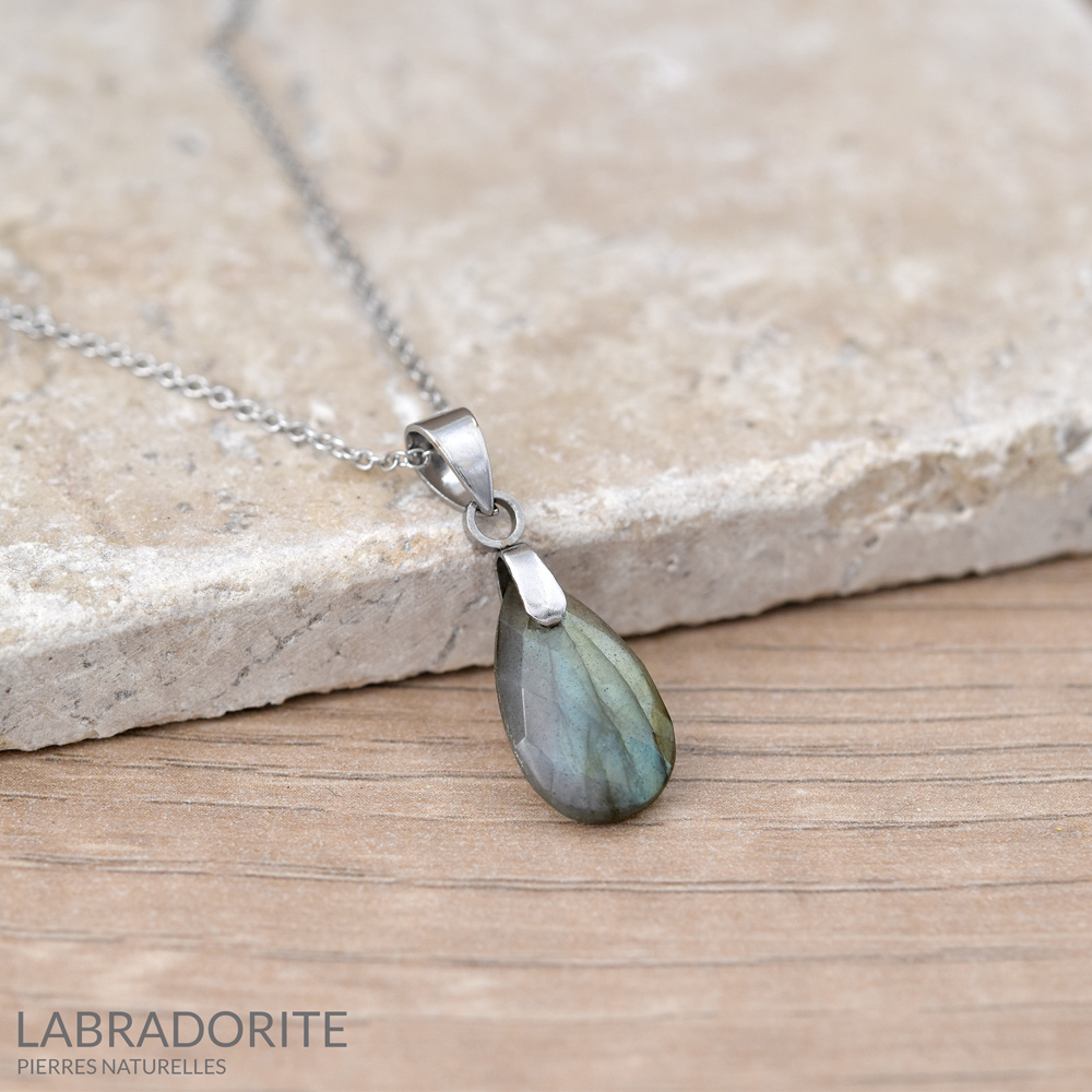 Collier Goutte En Pierre Jaune Facettée Avec Cristal - Marque SAO, Longueur 16 Pouces (environ 40 Cm) - Occasion