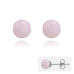 Clous d'Oreilles en Acier et Perles Facettées 6MM - Quartz Rose