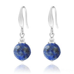 Boucles d'Oreilles Perles à Facettes 10mm en Acier et Pierres Naturelles - Lapis Lazuli