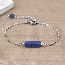 Bracelet Eva en Acier et Pierre Naturelle - Lapis Lazuli