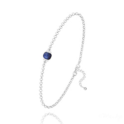 Bracelet Lyana en Argent et Pierre Naturelle Cube Facetté - Lapis Lazuli