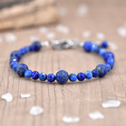 Bracelet Athena en Acier et Pierres Naturelles Facettées 6/4mm - Lapis Lazuli