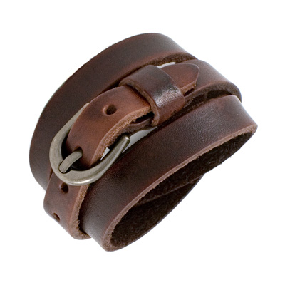 Bracelet Pour Homme En Cuir Marron Style Ceinture - Sans Marque