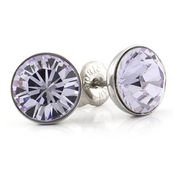 Boucles d'Oreilles en Acier et Cristal Violet 10mm