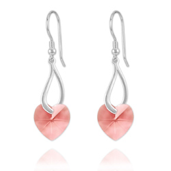 Boucles Coeur en Argent et Cristal Rose